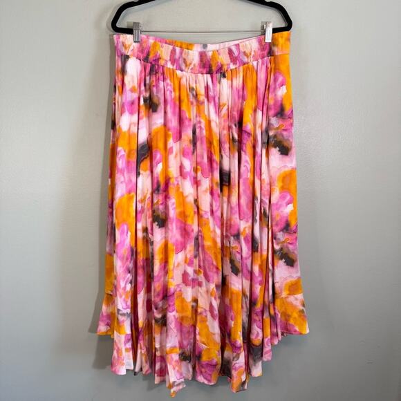 Torrid Skirt Set Womens Size 2 Pink Floral Print Tie Dye Crop Off Shoulder NWT - Picture 13 of 16